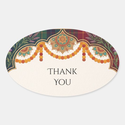 Jewel Paisley Trouw Sticker Bedanken (Voorkant)