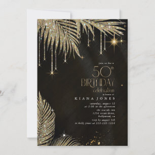 Jewel Palm Leaf 50e verjaardag Goud ID1170 Kaart