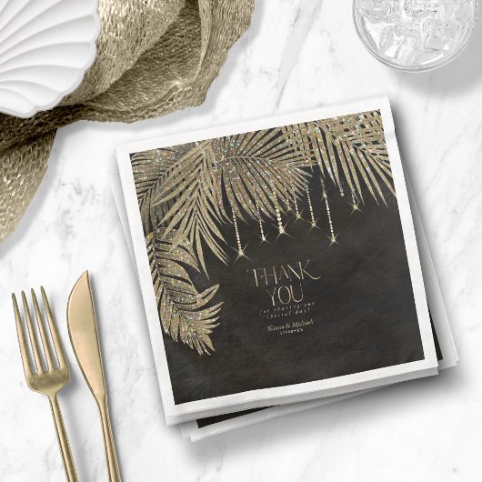 Jewel Palm Leaf Bedankt Gold ID830 Servet