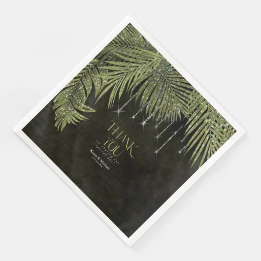 Jewel Palm Leaf Bedankt Green ID830 Servet (Hoek)