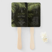 Jewel Palm Leaf Ceremony Program Green ID830 Handwaaier (Voorkant en achterkant)