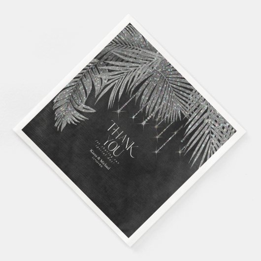 Jewel Palm Leaf Hartelijk dank Silver ID830 Servet (Hoek)