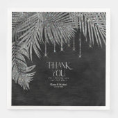 Jewel Palm Leaf Hartelijk dank Silver ID830 Servet (Voorkant)