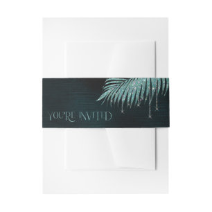 Jewel Palm Leaf Je bent uitgenodigd voor Blauwgroe Uitnodigingen Wikkel