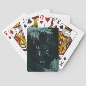 Jewel Palm Leaf Wedding All in Blauwgroen ID830 Pokerkaarten (Achterkant)