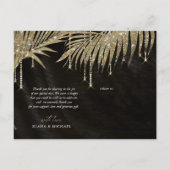 Jewel Palm Leaf Wedding Bedankt Gold ID830 Aankondigingskaart (Achterkant)