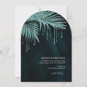 Jewel Palm Leaf Wedding Blauwgroen Arch ID830 Kaart (Voorkant)