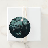 Jewel Palm Leaf Wedding Blauwgroen ID830 Bedankjes Labels (In situ)