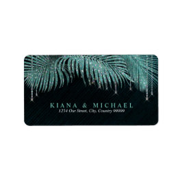Jewel Palm Leaf Wedding Blauwgroen ID830 Etiket