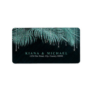 Jewel Palm Leaf Wedding Blauwgroen ID830 Etiket