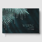 Jewel Palm Leaf Wedding Blauwgroen ID830 Gastenboek (Voorkant)