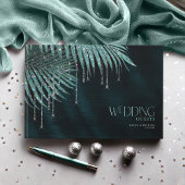 Jewel Palm Leaf Wedding Blauwgroen ID830 Gastenboek