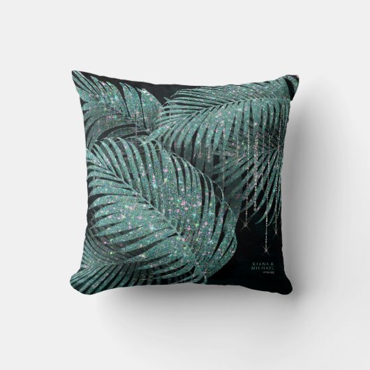 Jewel Palm Leaf Wedding Blauwgroen ID830 Kussen (Voorkant)