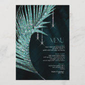 Jewel Palm Leaf Wedding Blauwgroen ID830 Menu (Voorkant)