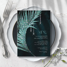 Jewel Palm Leaf Wedding Blauwgroen ID830 Menu