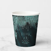 Jewel Palm Leaf Wedding Blauwgroen ID830 Papieren Bekers (Achterkant)