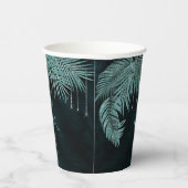 Jewel Palm Leaf Wedding Blauwgroen ID830 Papieren Bekers (Rechts)