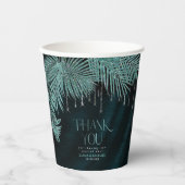 Jewel Palm Leaf Wedding Blauwgroen ID830 Papieren Bekers (Voorkant)