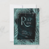 Jewel Palm Leaf Wedding Blauwgroen ID830 RSVP Kaartje (Voorkant)