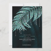 Jewel Palm Leaf Wedding Blauwgroen ID830 Save The Date (Achterkant)