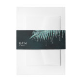 Jewel Palm Leaf Wedding Blauwgroen ID830 Uitnodigingen Wikkel (Voorkant Voorbeeld)