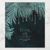 Jewel Palm Leaf Wedding Blauwgroen ID830 Wijn Etiket (Enkel label)