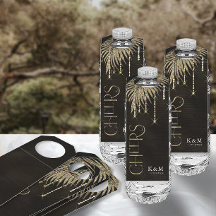 Jewel Palm Leaf Wedding Cheers Gold ID830 Flessenhanger