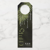 Jewel Palm Leaf Wedding Cheers Green ID830 Flessenhanger (Voorkant)