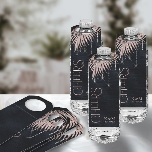 Jewel Palm Leaf Wedding Cheers Roos Gold ID830 Flessenhanger