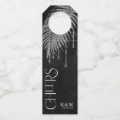 Jewel Palm Leaf Wedding Cheers Silver ID830 Flessenhanger (Voorkant)