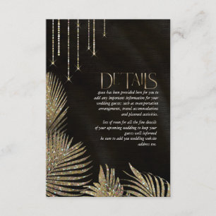 Jewel Palm Leaf Wedding Details Gold ID830 Informatiekaartje