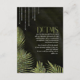 Jewel Palm Leaf Wedding Details Green ID830 Informatiekaartje