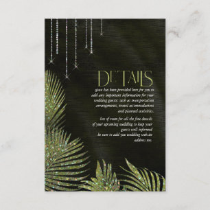 Jewel Palm Leaf Wedding Details Green ID830 Informatiekaartje