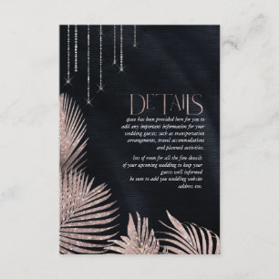 Jewel Palm Leaf Wedding Details Roos Gold ID830 Informatiekaartje