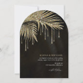 Jewel Palm Leaf Wedding Gold Arch ID830 Kaart (Voorkant)