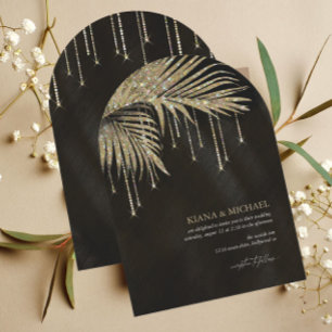 Jewel Palm Leaf Wedding Gold Arch ID830 Kaart