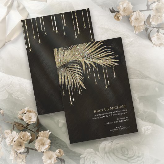 Jewel Palm Leaf Wedding Gold ID830