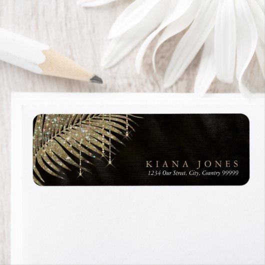 Jewel Palm Leaf Wedding Gold ID830 Etiket (Insitu)