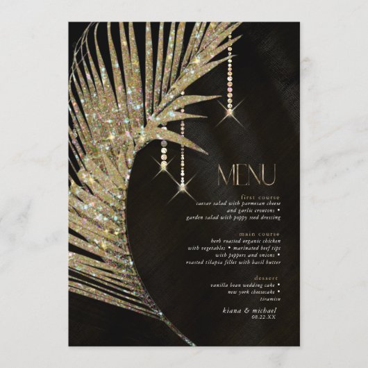 Jewel Palm Leaf Wedding Gold ID830 Menu (Voorkant)