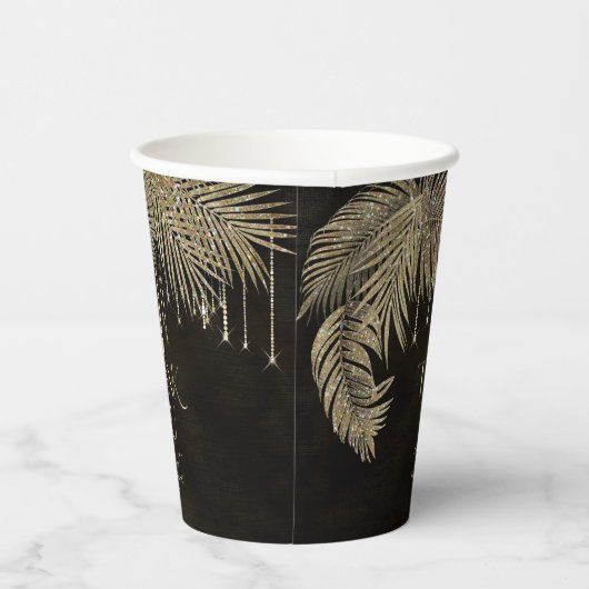 Jewel Palm Leaf Wedding Gold ID830 Papieren Bekers (Rechts)