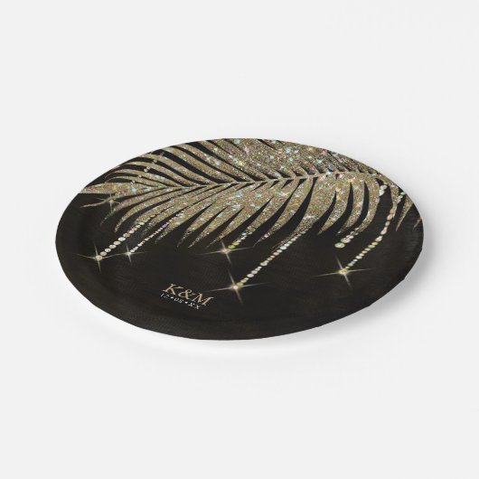 Jewel Palm Leaf Wedding Gold ID830 Papieren Bordje (Gekanteld)