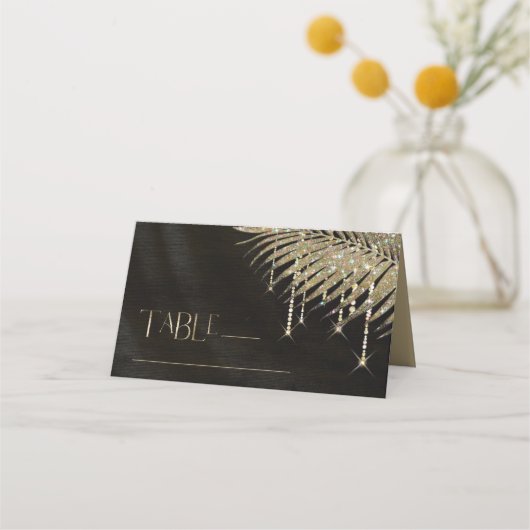 Jewel Palm Leaf Wedding Gold ID830 Plaatskaartje (Voorkant)