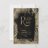Jewel Palm Leaf Wedding Gold ID830 RSVP Kaartje (Voorkant)