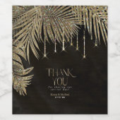 Jewel Palm Leaf Wedding Gold ID830 Wine Label Wijn Etiket (Enkel label)