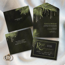 Jewel Palm Leaf Wedding Green ID830