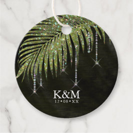 Jewel Palm Leaf Wedding Green ID830 Bedankjes Labels
