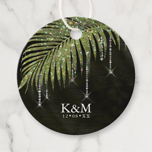 Jewel Palm Leaf Wedding Green ID830 Bedankjes Labels (Voorkant)