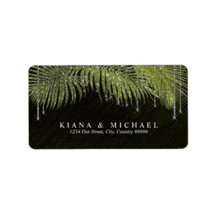 Jewel Palm Leaf Wedding Green ID830 Etiket
