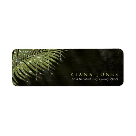 Jewel Palm Leaf Wedding Green ID830 Etiket (Voorkant)