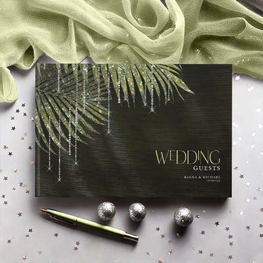 Jewel Palm Leaf Wedding Green ID830 Gastenboek